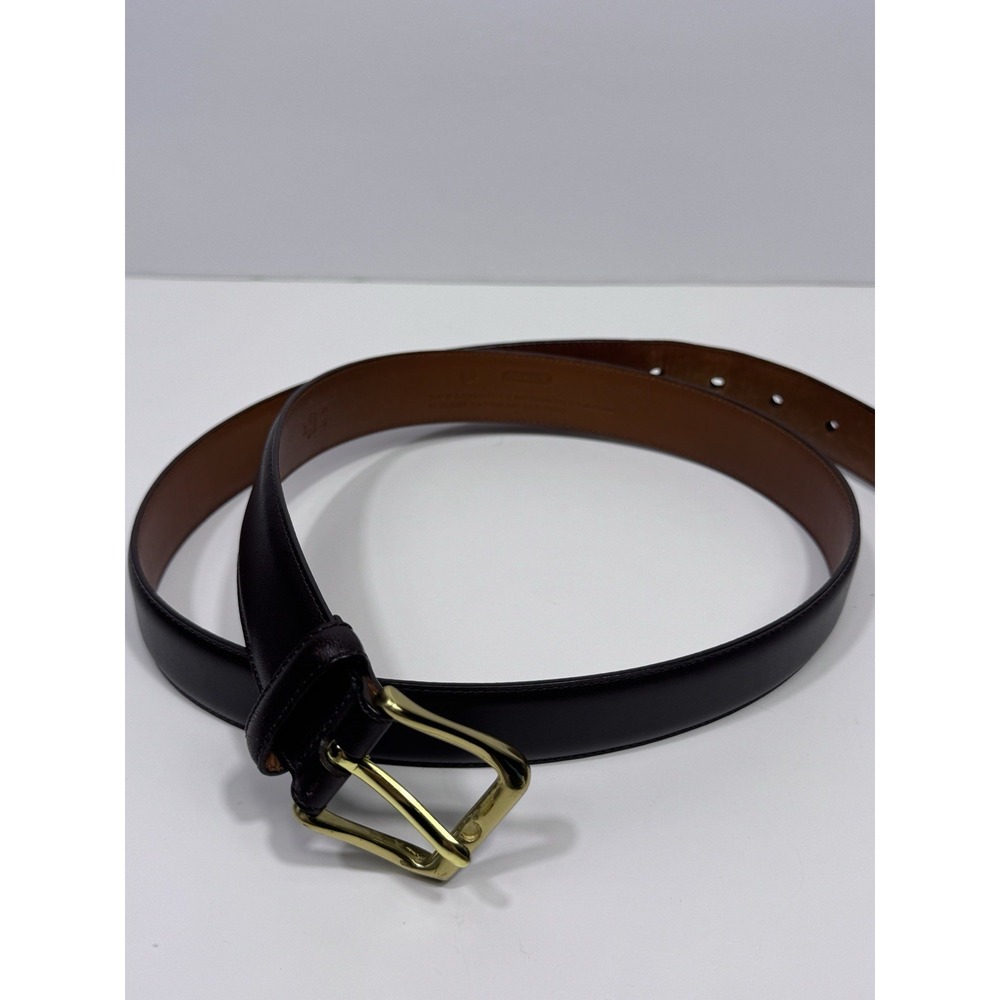 Coach Men Brown Leather Belt Brass Buckle Size 38 Luxury Designer Modern Career